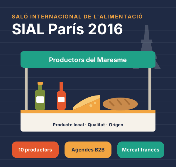 Estand de productors del Maresme amb oli, vi, formatge i pa al SIAL París 2016
